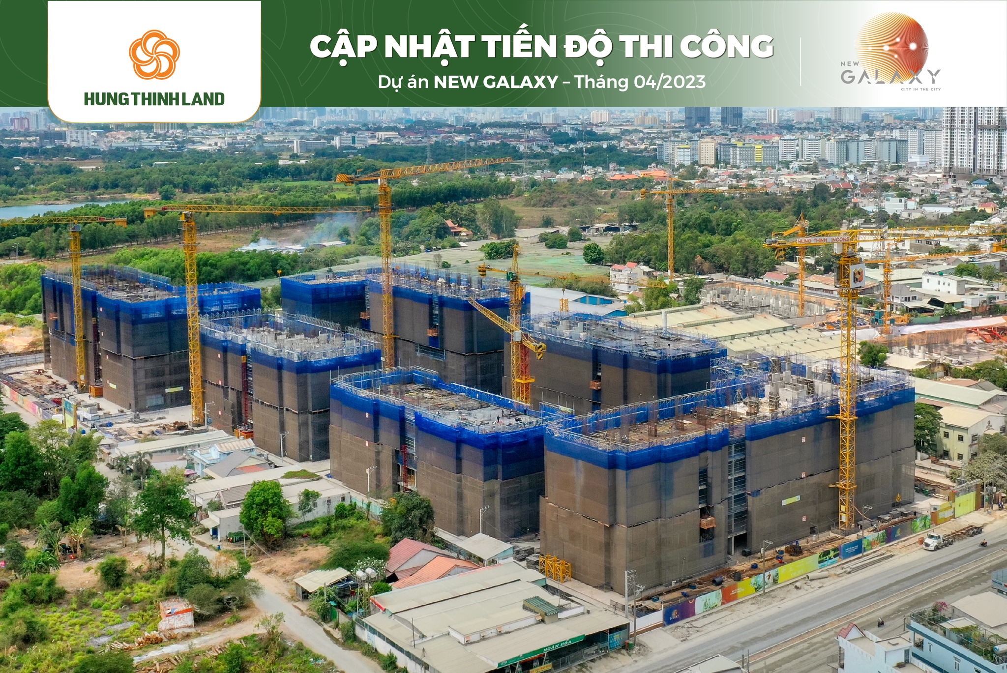 Tiến độ thi công dự án căn hộ New Galaxy Bình Dương do Gemma Land cập nhật tháng 04.2023 tổng thể